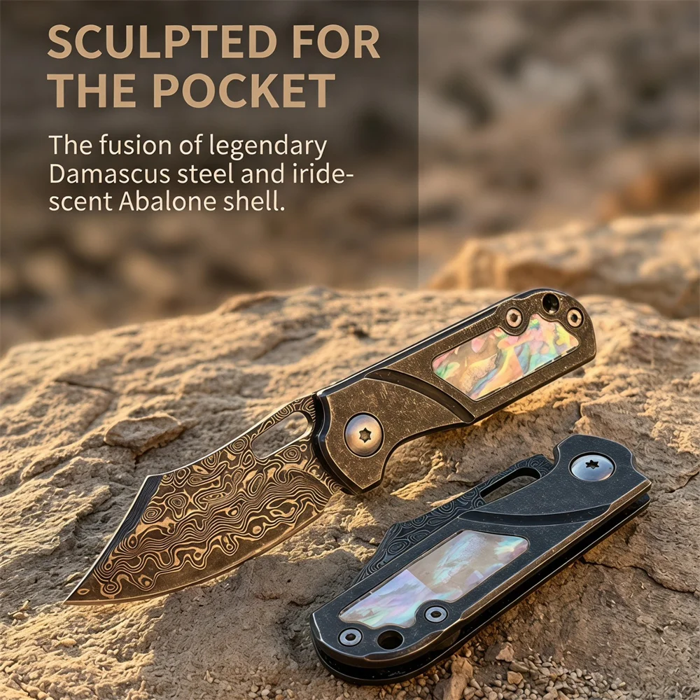 Edc Everyday Carry Knives - Wyjątkowy składany nóż ze stali damasceńskiej,